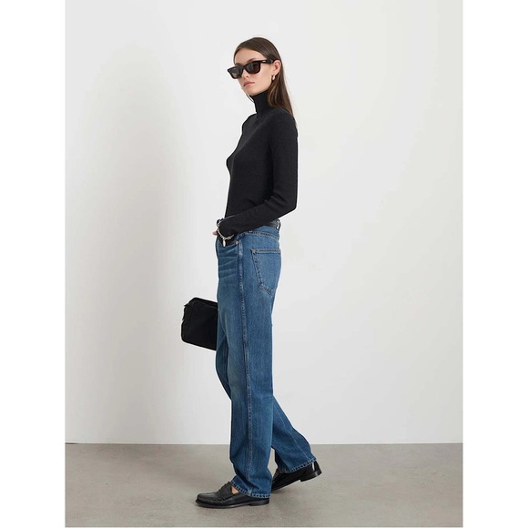 Alex Mill Emmaline Turtleneck Top Thin Ribbed Soot Black XS‎ - Picture 3 of 7